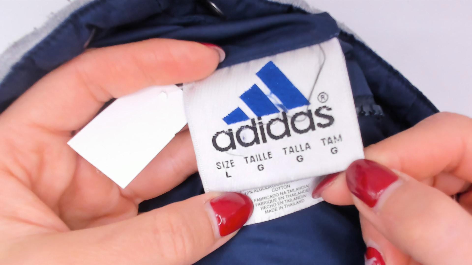 90s Adidas Reversible Windbreaker Hoodie Navy Grey Three Stripe Jacket Large L