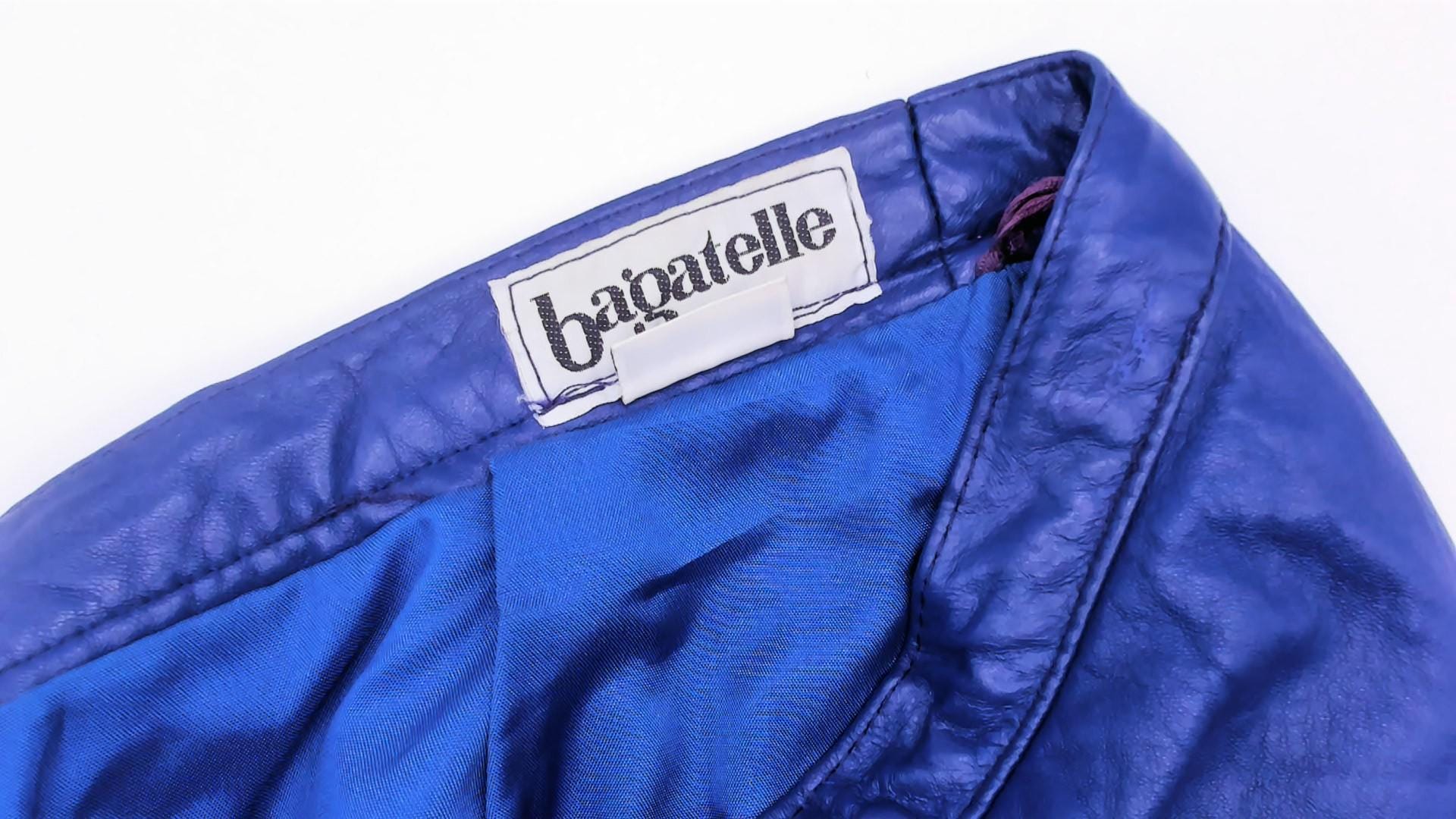 80s Bagatelle Cobalt Faux Leather Pencil Skirt High Waist Midi Side Zip Size 16