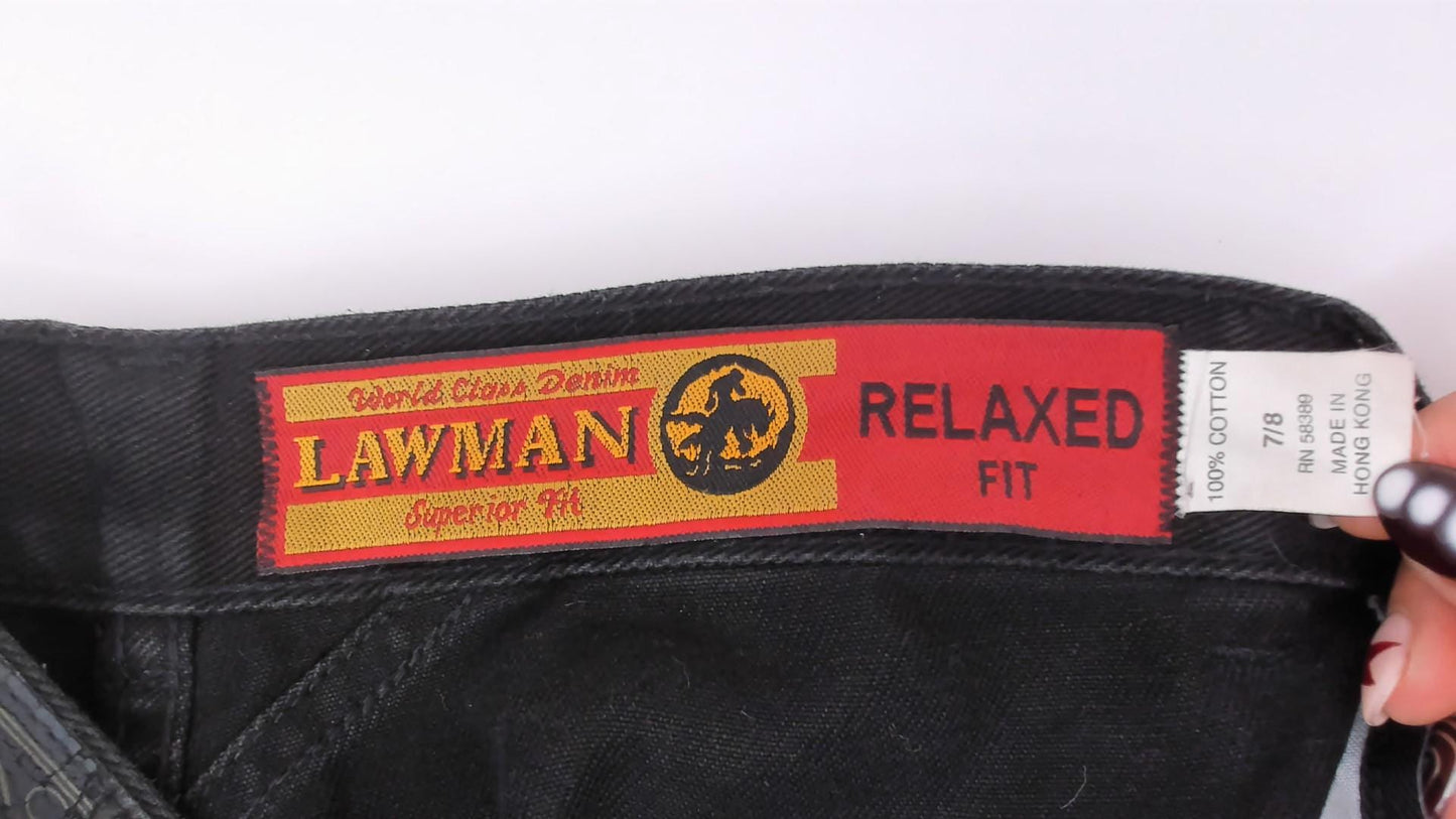 90s Lawman Western Black Denim High Waist Straight Leg Mom Jean Small