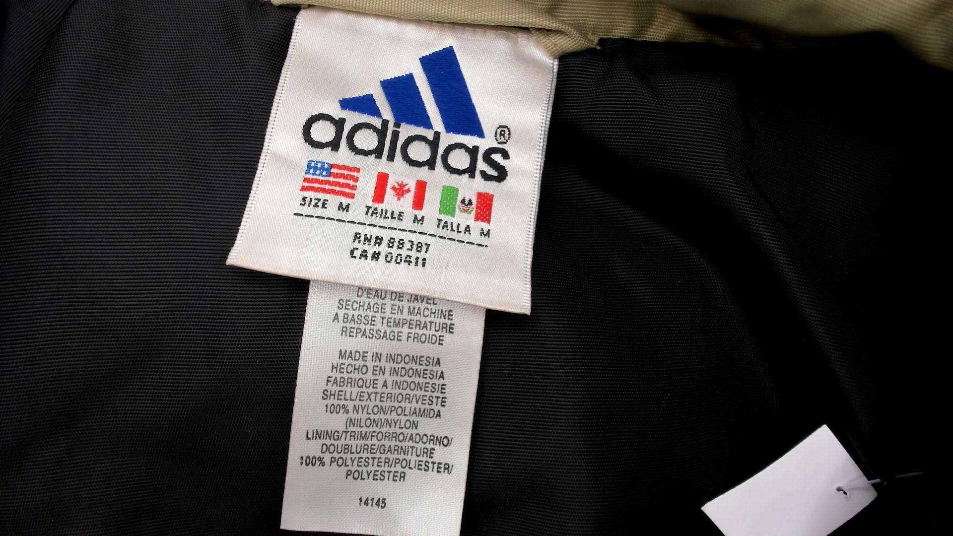 90s Adidas Windbreaker Black Olive Three Stripe Hooded Nylon Jacket Medium M