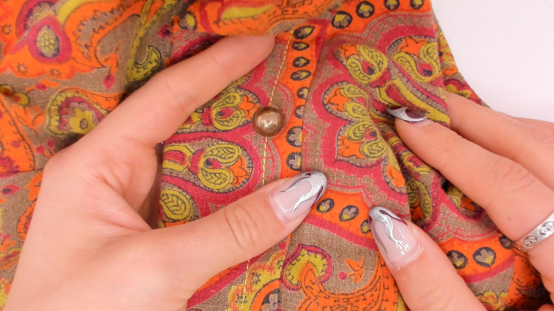 60s Junior West California Paisley Shift Dress Orange Cotton Small