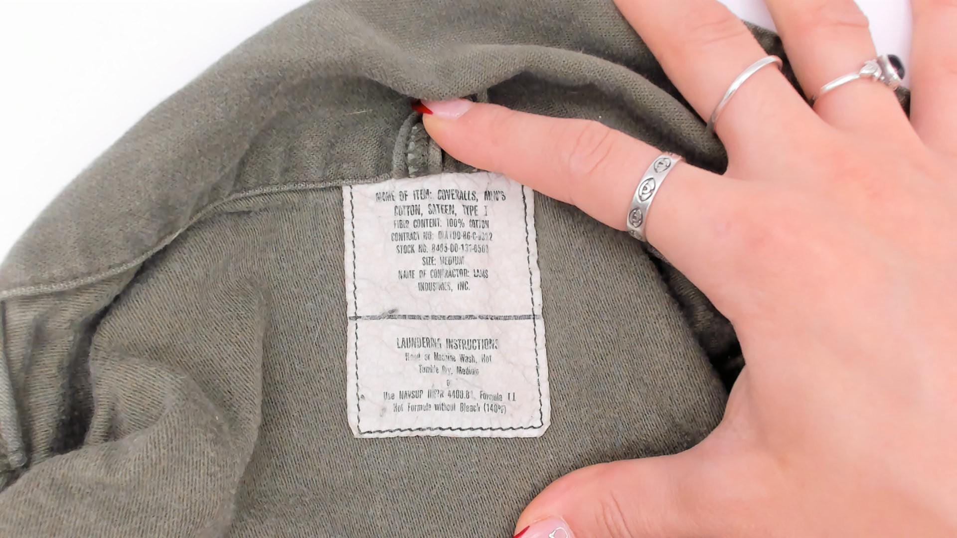 80s Army Olive Cotton Coveralls Button Front Jumpsuit Medium M