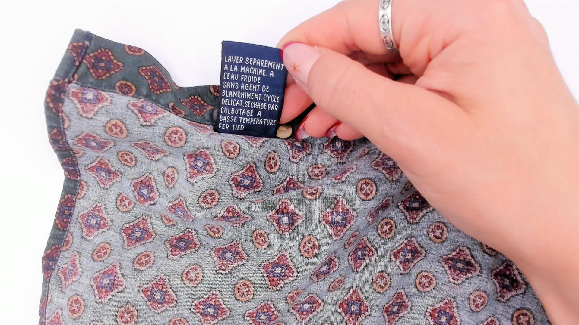 90s Nautica Patchwork Button Shirt Medallion Print Olive Navy Large L