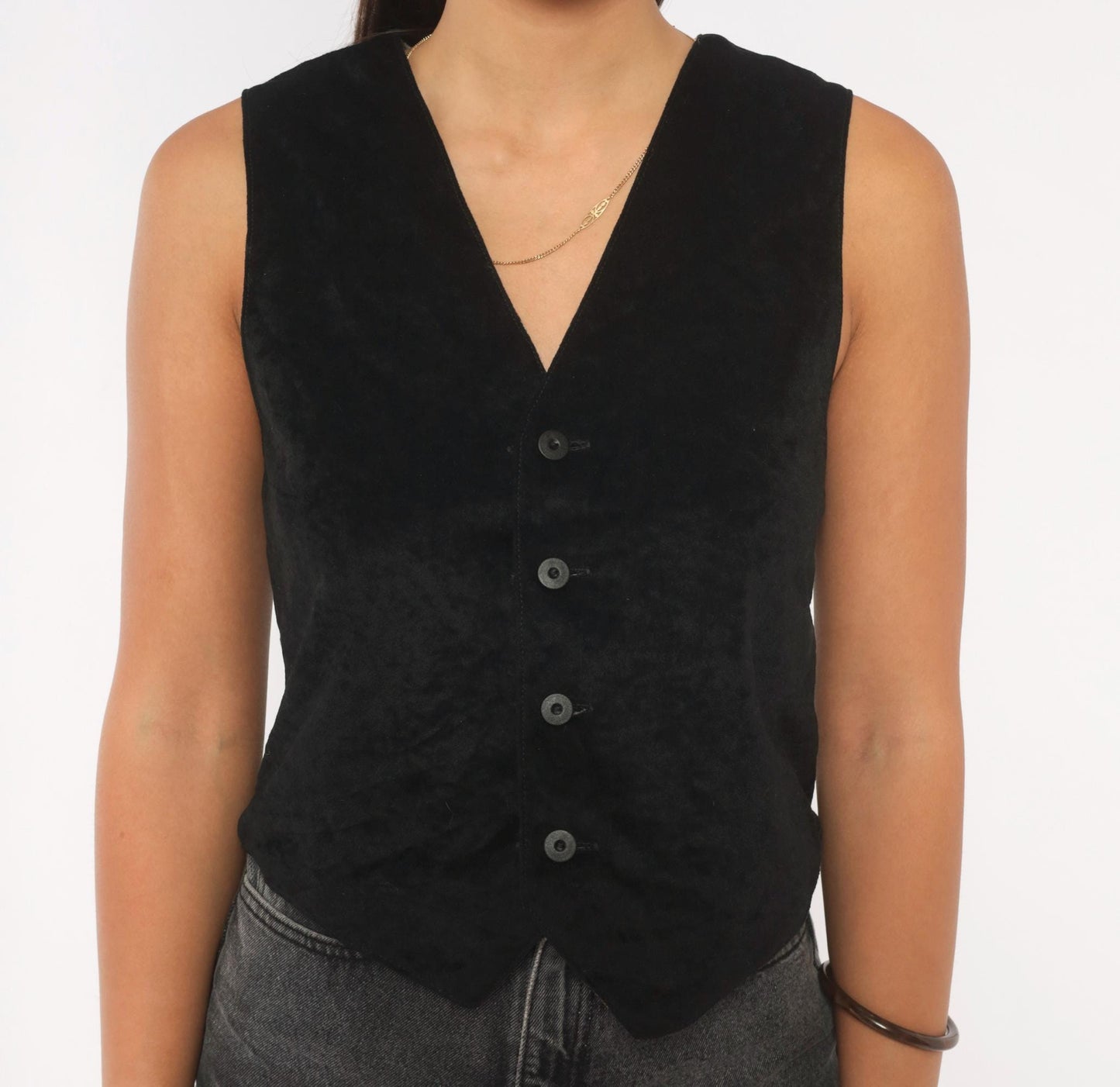 90s Reversible Leopard Cheetah Vest Black Tan Button Front V Neck Extra Small XS