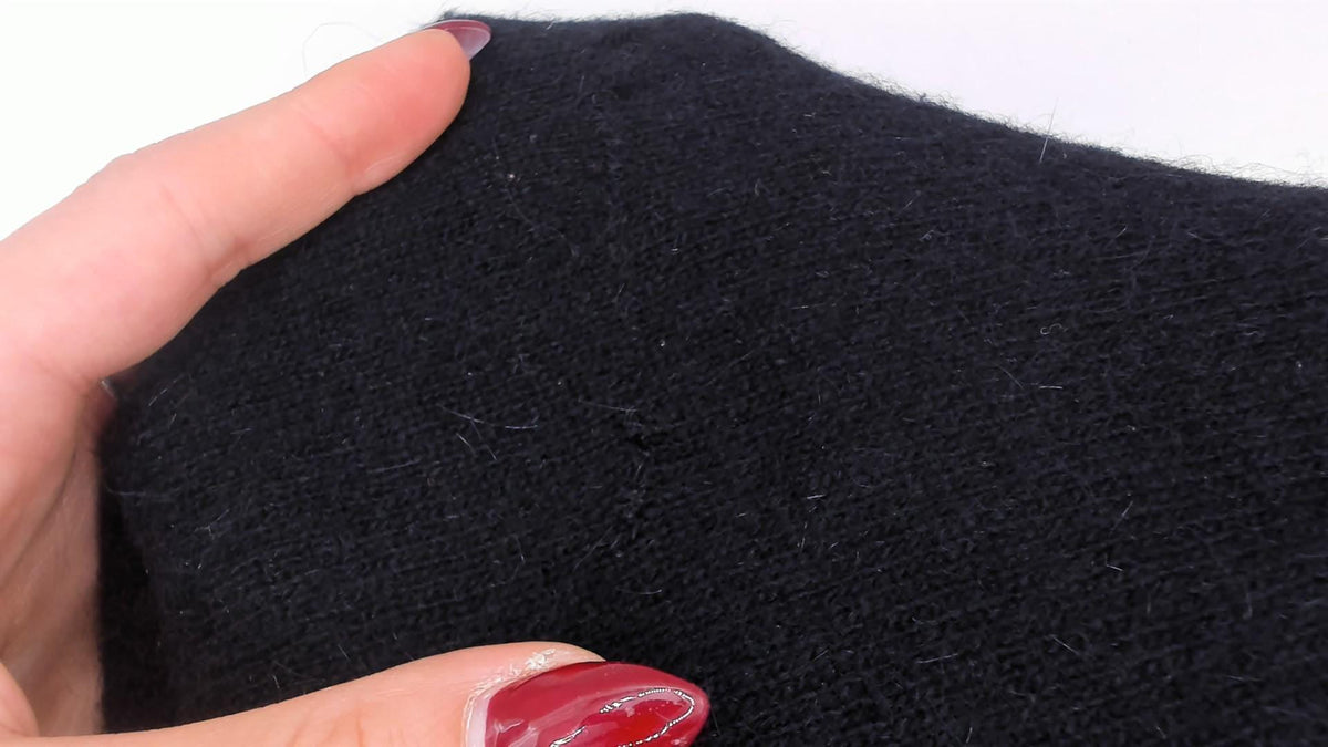 80s Sunbow 2 Black Beaded Mesh V-Neck Angora Pullover Dolman Sleeve Medium