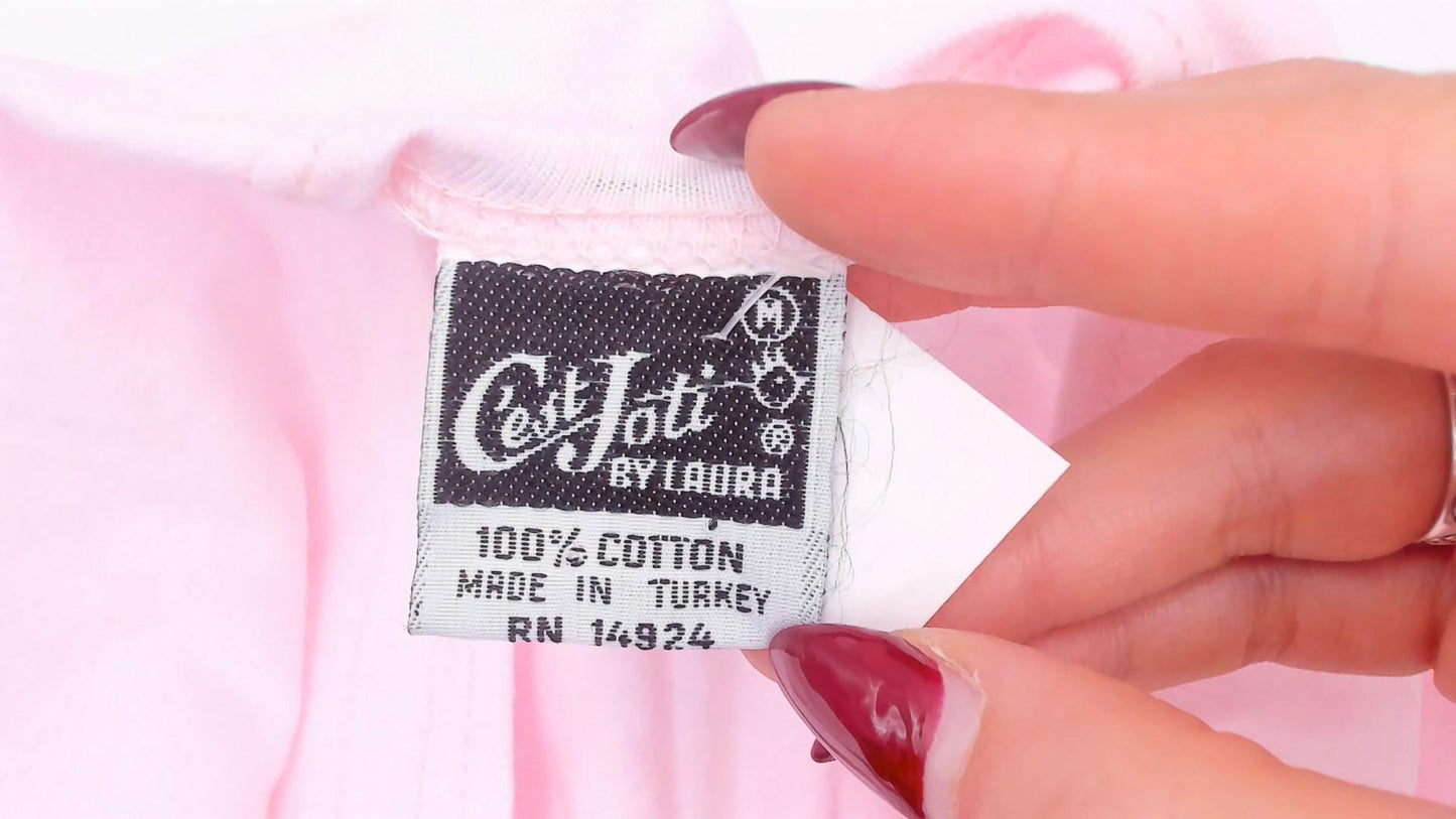 90s Cest Joti Blush Cotton Sundress Drop Waist Henley Neckline Small