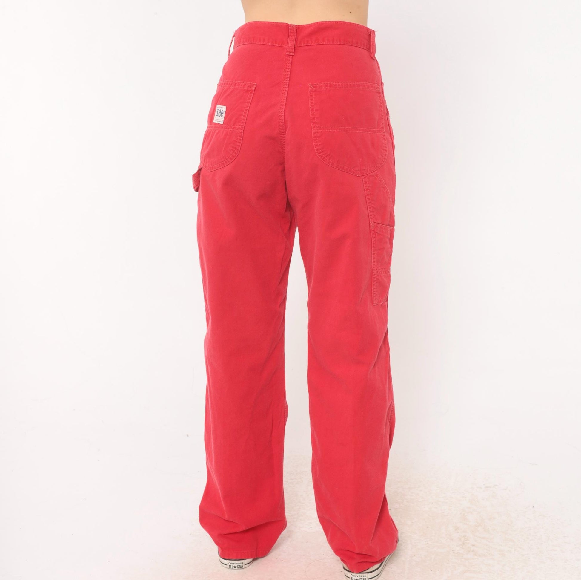 90s Lee Carpenter Pants Red Cotton High Rise Straight Leg Small S