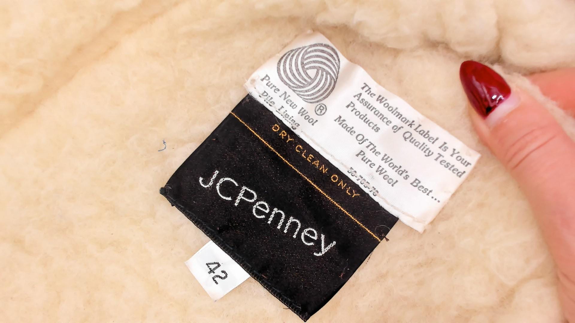 70s Tan Suede Shearling Jacket Wool Lined Cream Sherpa Collar Extra Large XL