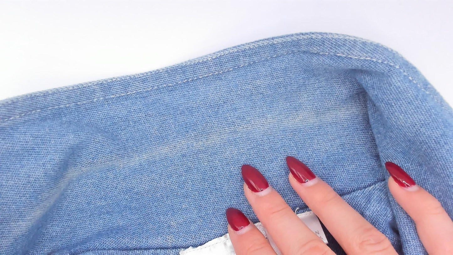 90s Spell Bound Leaf Embroidered Denim Vest Blue Chambray Pintuck Medium M