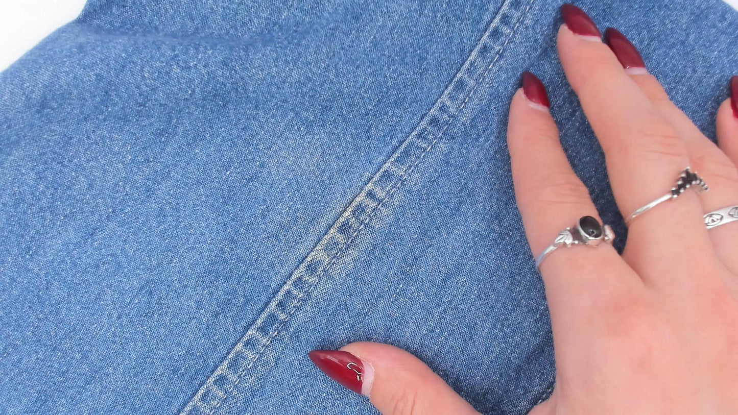 90s Dockers Denim Mini Dress Button Front Spaghetti Strap Blue Small