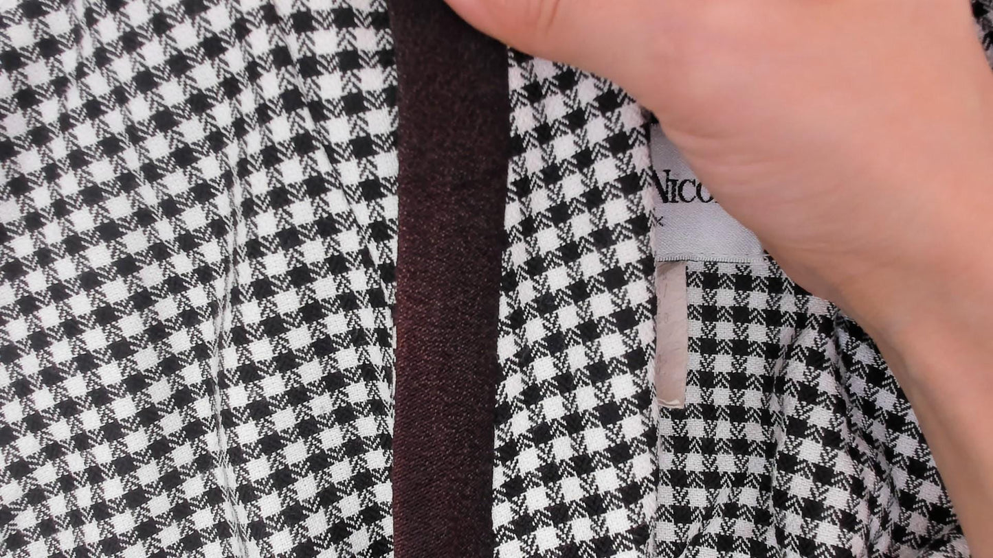 80s Danny & Nicole Gingham Blazer Dress Black White Check Large