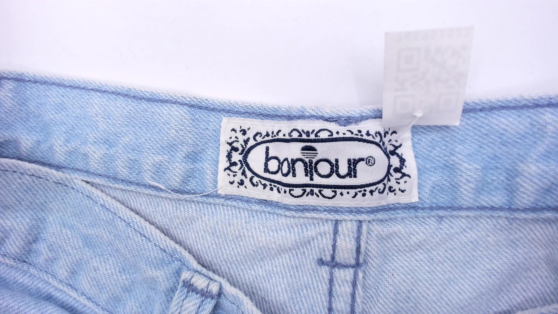 90s Bonjour Light Wash Denim Bermuda Shorts High Rise Button Fly Women's 26