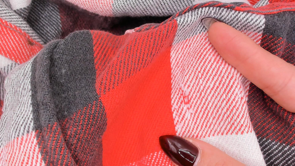 80s Buffalo Plaid Flannel Shirt Red Black White Cotton Button Front Medium