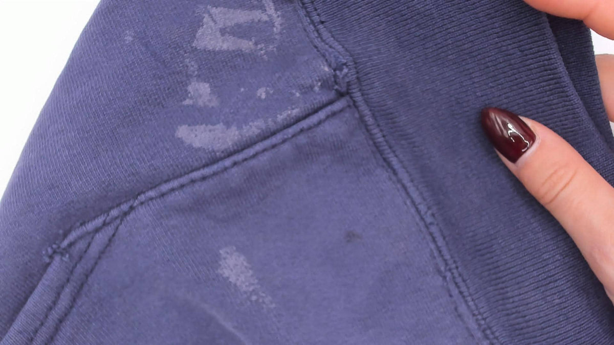 Y2K Carhartt Navy Hooded Sweatshirt Distressed Raglan Cotton Large