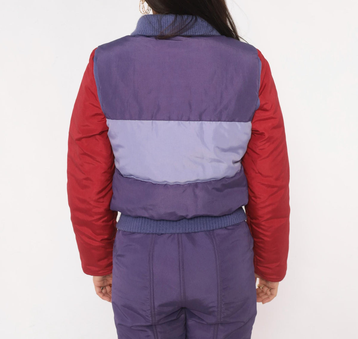 80s Serac Color Block Ski Jacket Purple Red Lavender Cropped Bomber Small S