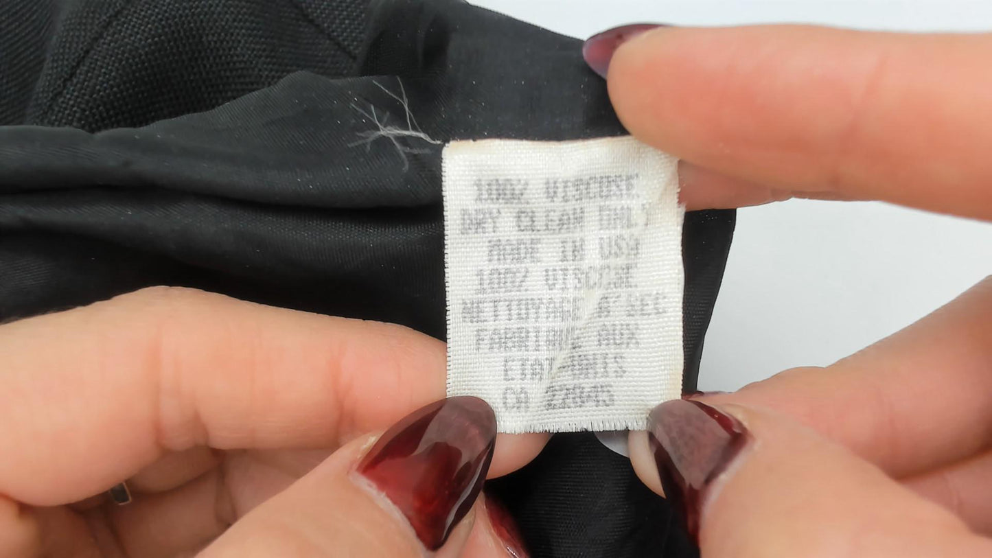 80s Carolina Herrera Black Knee-Length Dress Drop Waist Pleated Ruffle Medium