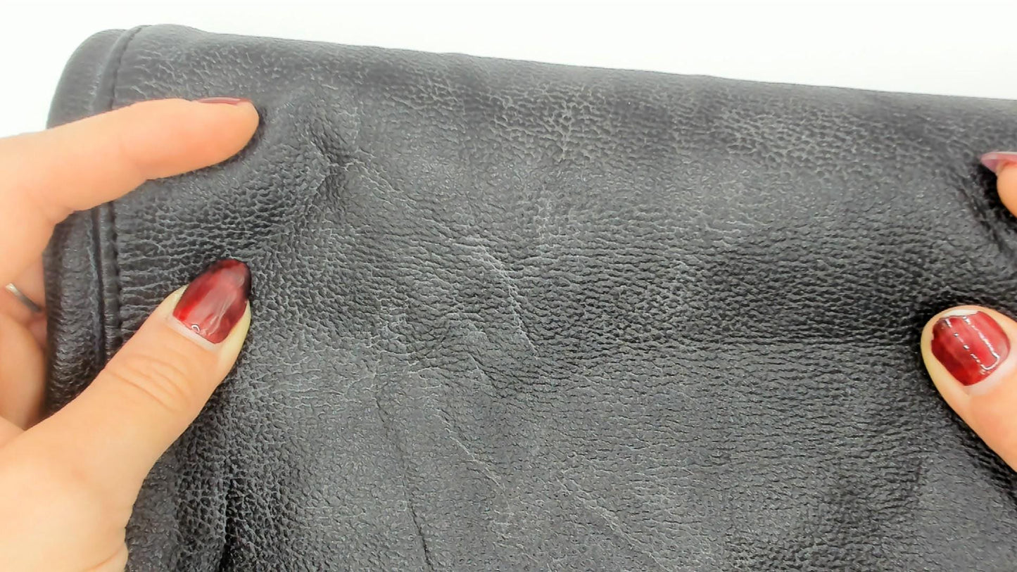 90s Berman's Black Leather Pants Straight Leg Moto Paneled Medium M
