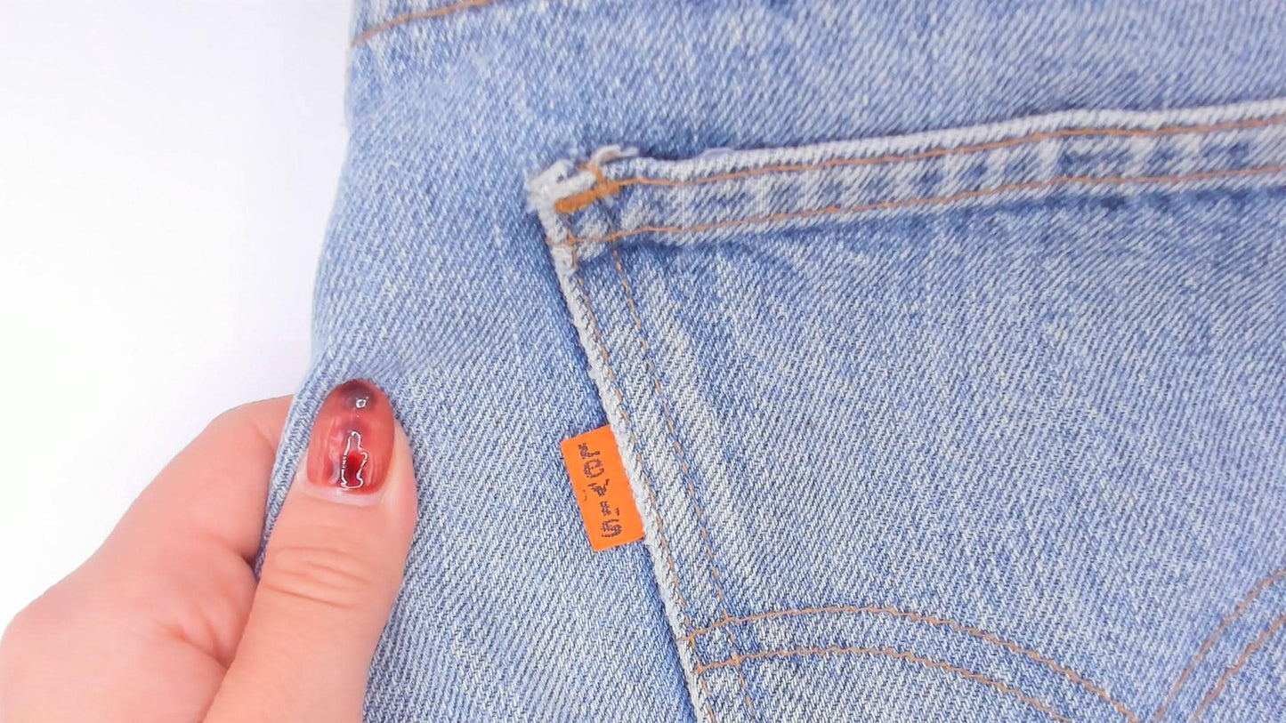 Y2K Levi's Orange Tab Flare Jeans Light Blue Distressed Low Rise 34x31