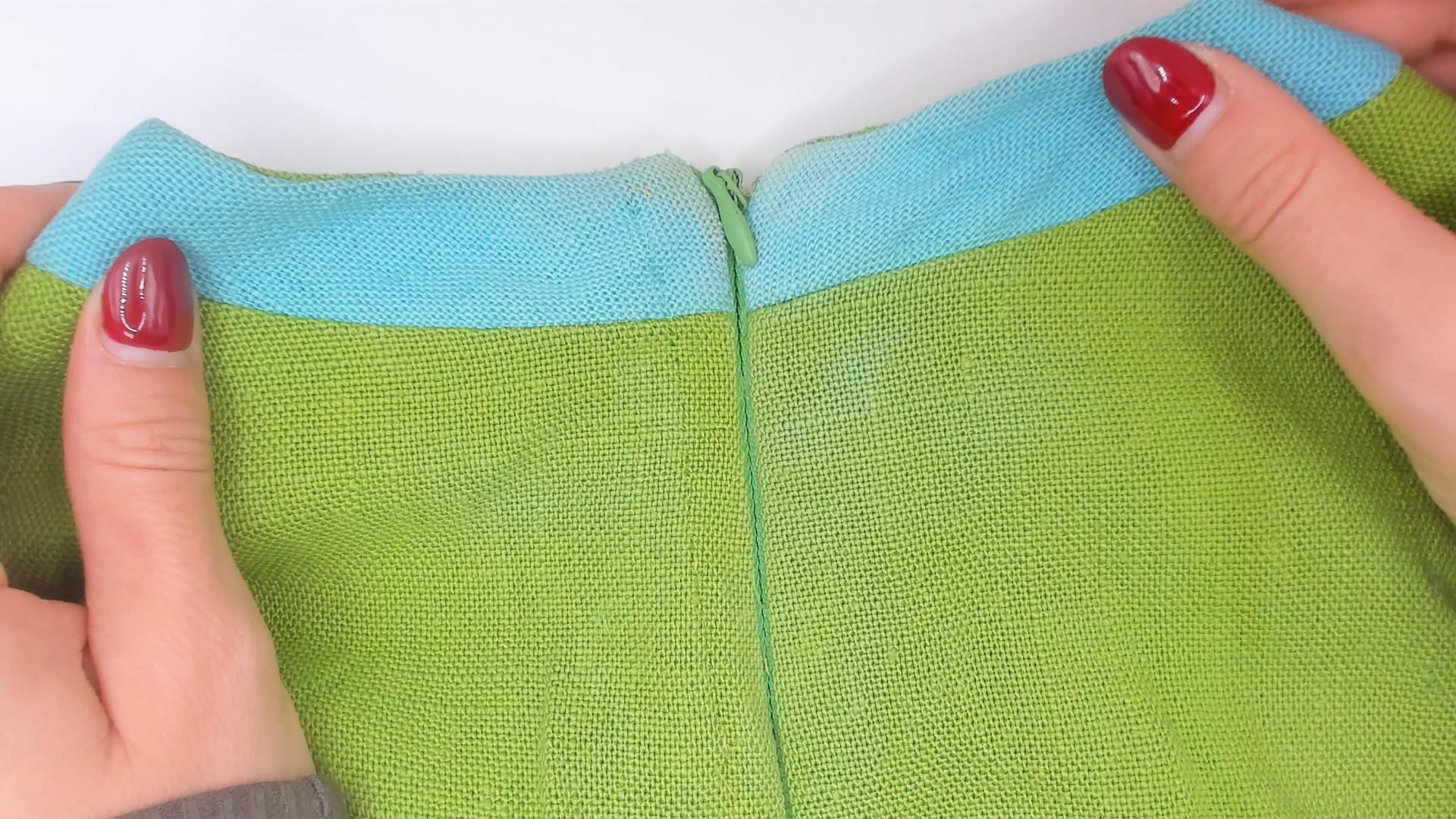 60s Mod Shift Dress Lime Green Aqua Trim Cotton Mini A-Line Extra Small XS