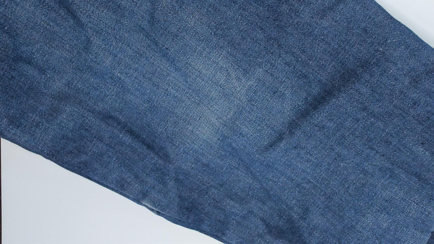 80s JC Penney Western Denim Shirt Cobalt Blue Pearl Snap Yoke Medium