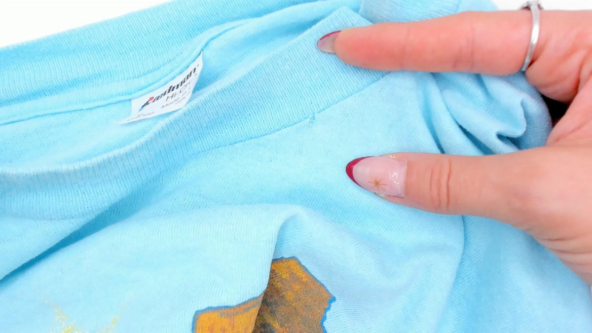 80s Arizona Raft Adventures Crop Top Light Blue Cotton Tee Stedman Medium