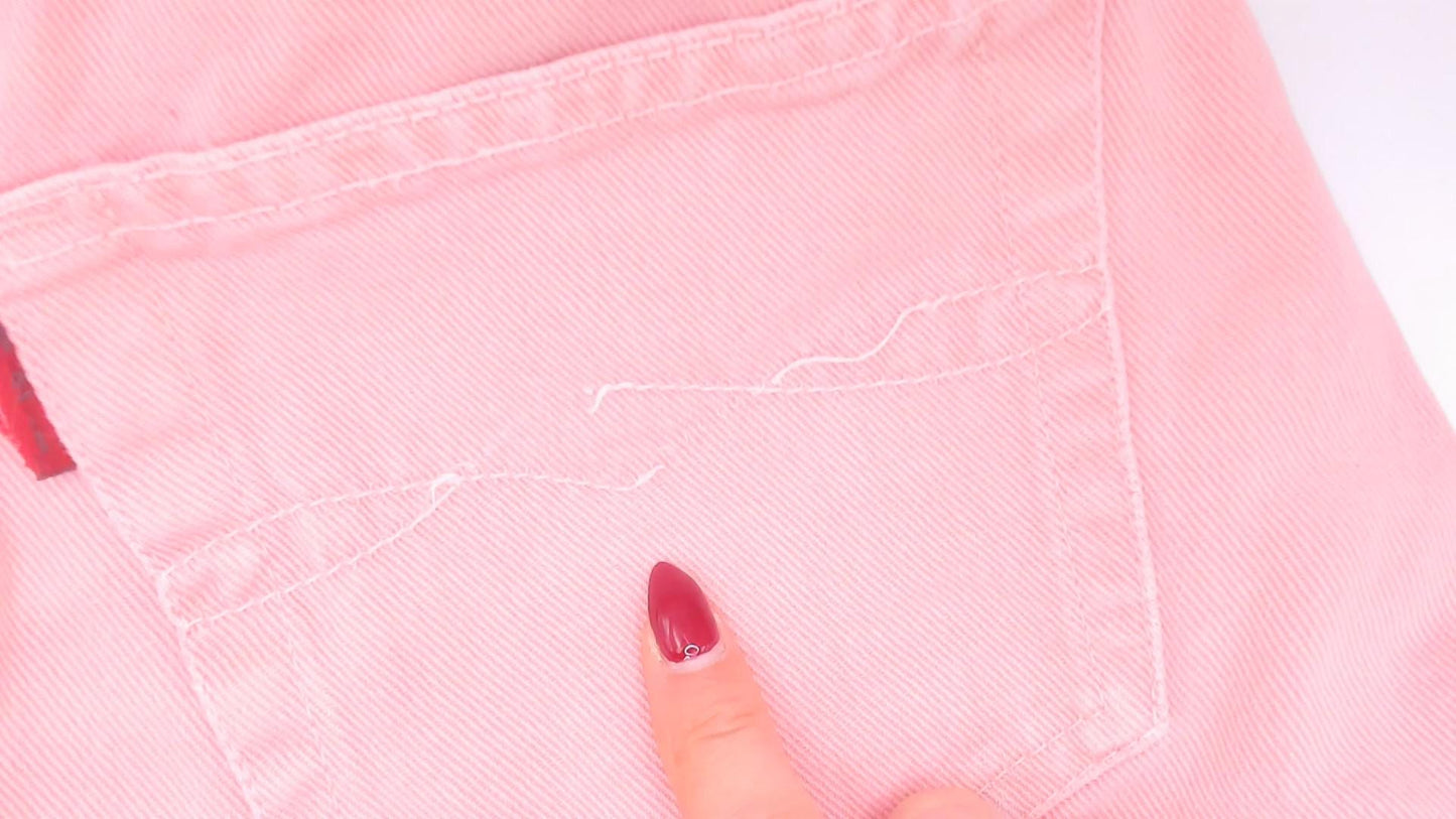 90s Lei Pink Denim Shorts High-Waisted Cuffed Cotton Jean Cut-Offs Small S