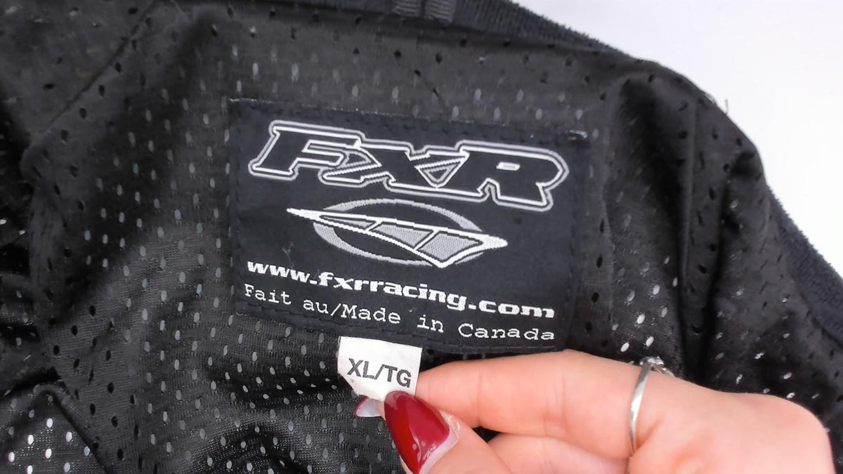 90s FXR X-Tech Snowmobile Jacket Blue Black Color Block Nylon Shell Extra Large XL