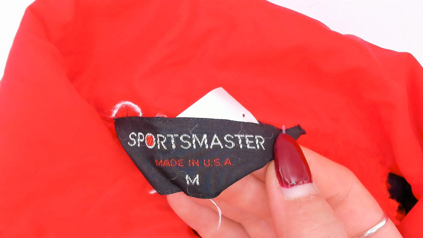 80s Sportsmaster Red Coach Jacket Snap Front Windbreaker Medium M