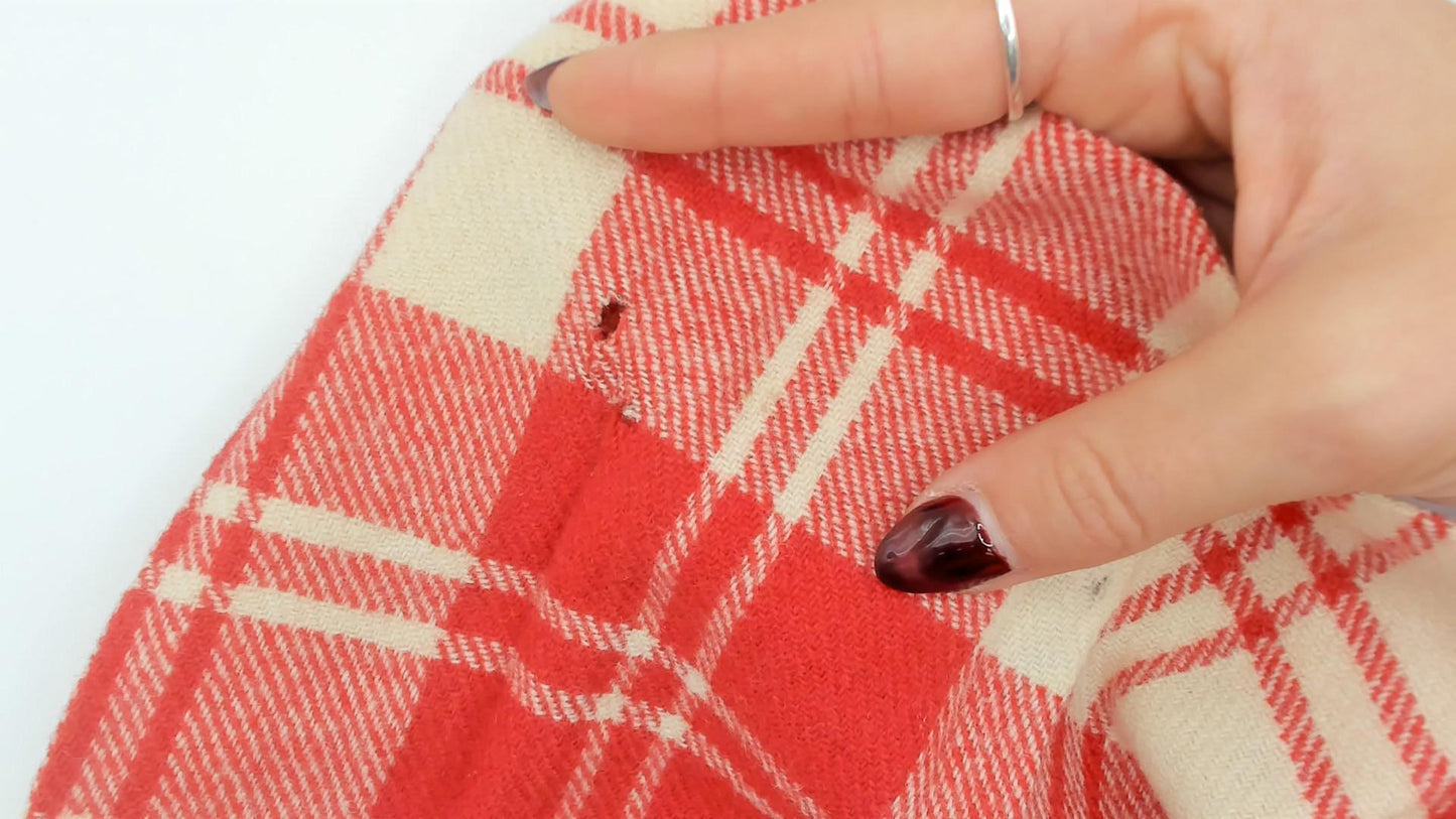 70s Laird Portch Tartan Wool Kilt Skirt Red Cream Pleated Wrap Small Medium