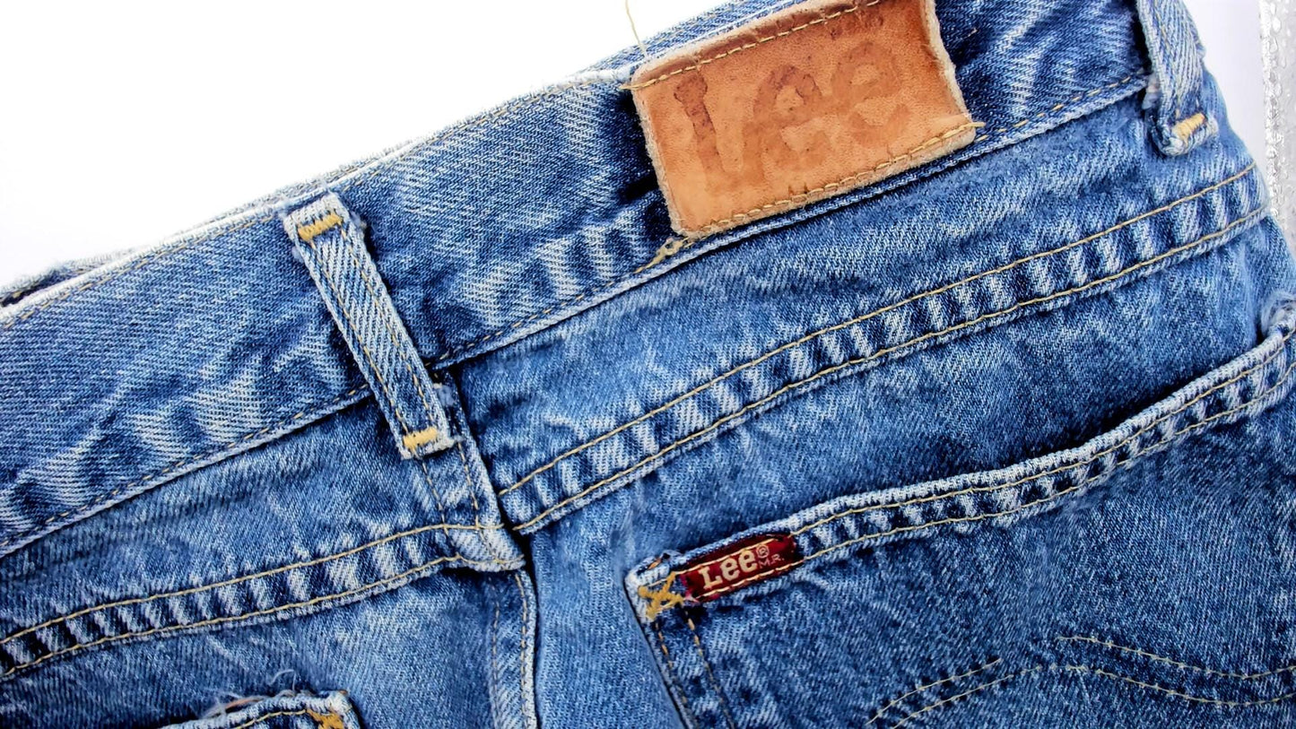 80s Lee High-Waist Denim Jeans Light Blue Tapered Small
