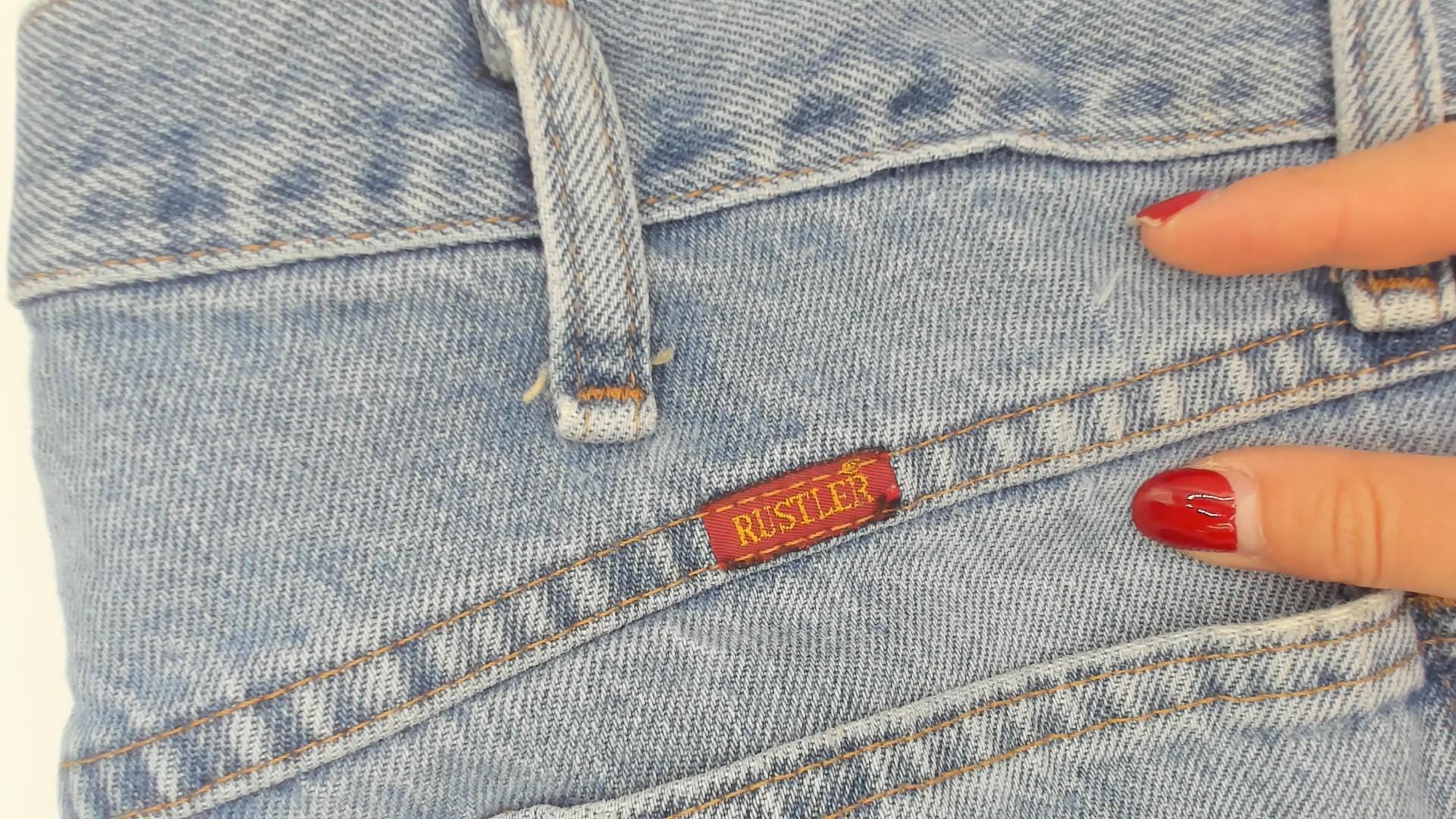 00s Rustler Light Wash Straight Leg Jeans Distressed Blue Denim 36x30