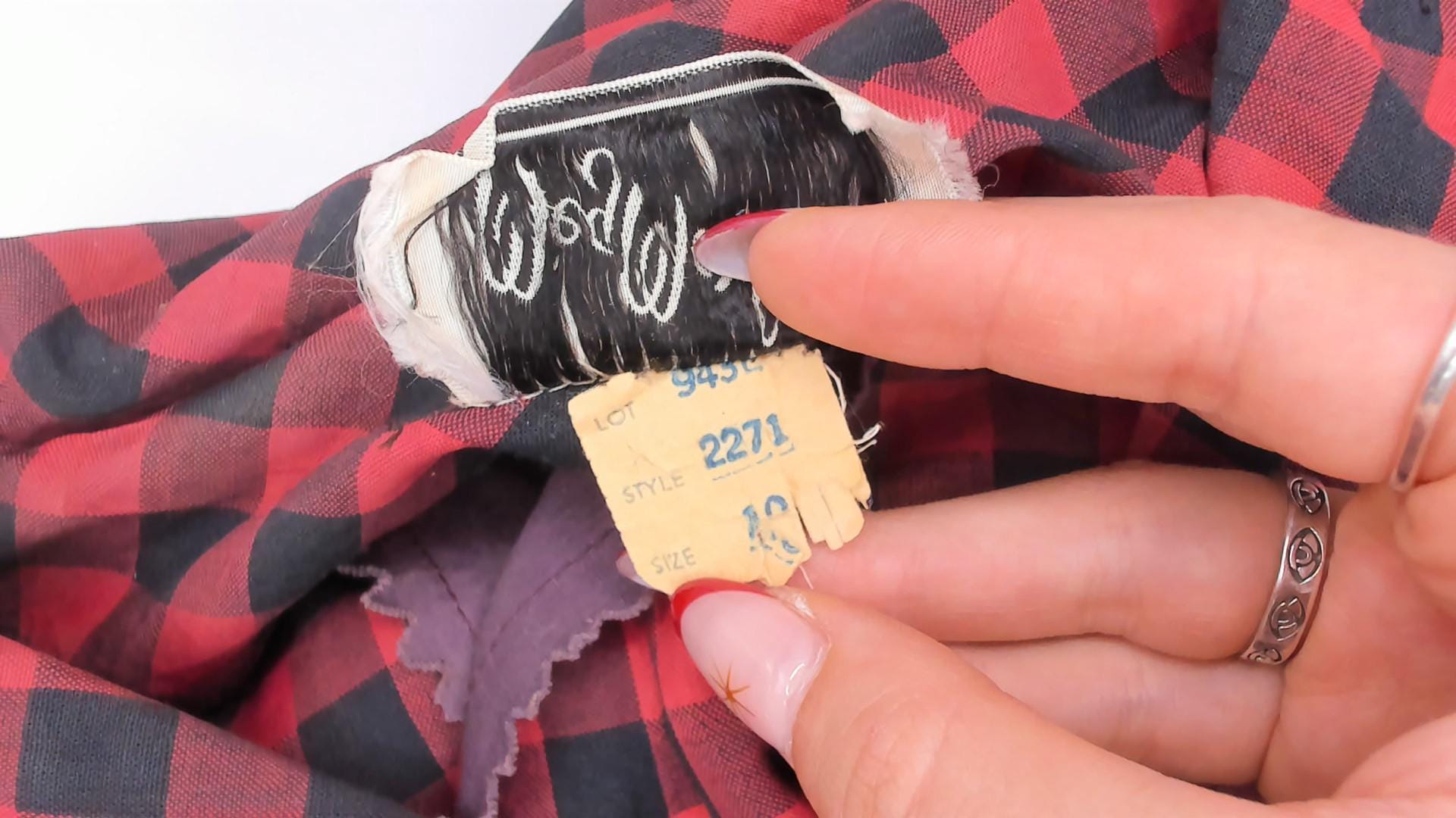 60s Meg Marlowe Buffalo Check Shirtdress Burgundy Black Plaid Cotton Small
