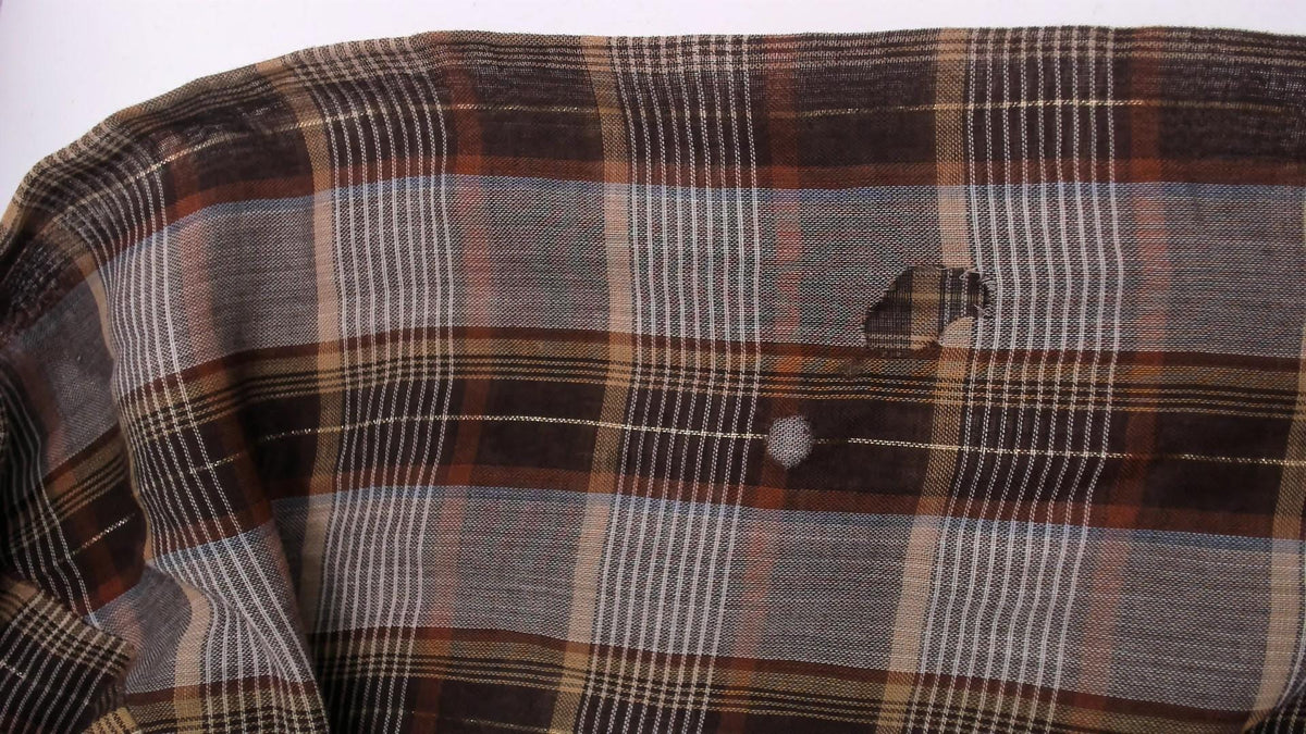 70s Kennington Plaid Button-Up Shirt Brown Tan Western Yoke Small