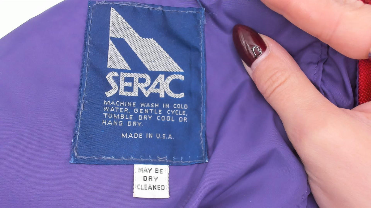 80s Serac Color Block Ski Jacket Purple Red Lavender Cropped Bomber Small S