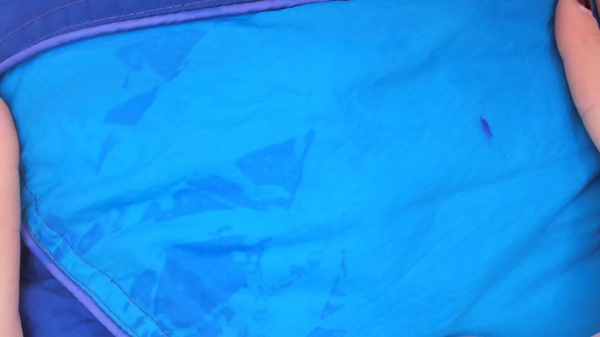 90s EZ Color Block Windbreaker Jacket Blue Purple Teal Quilted Small