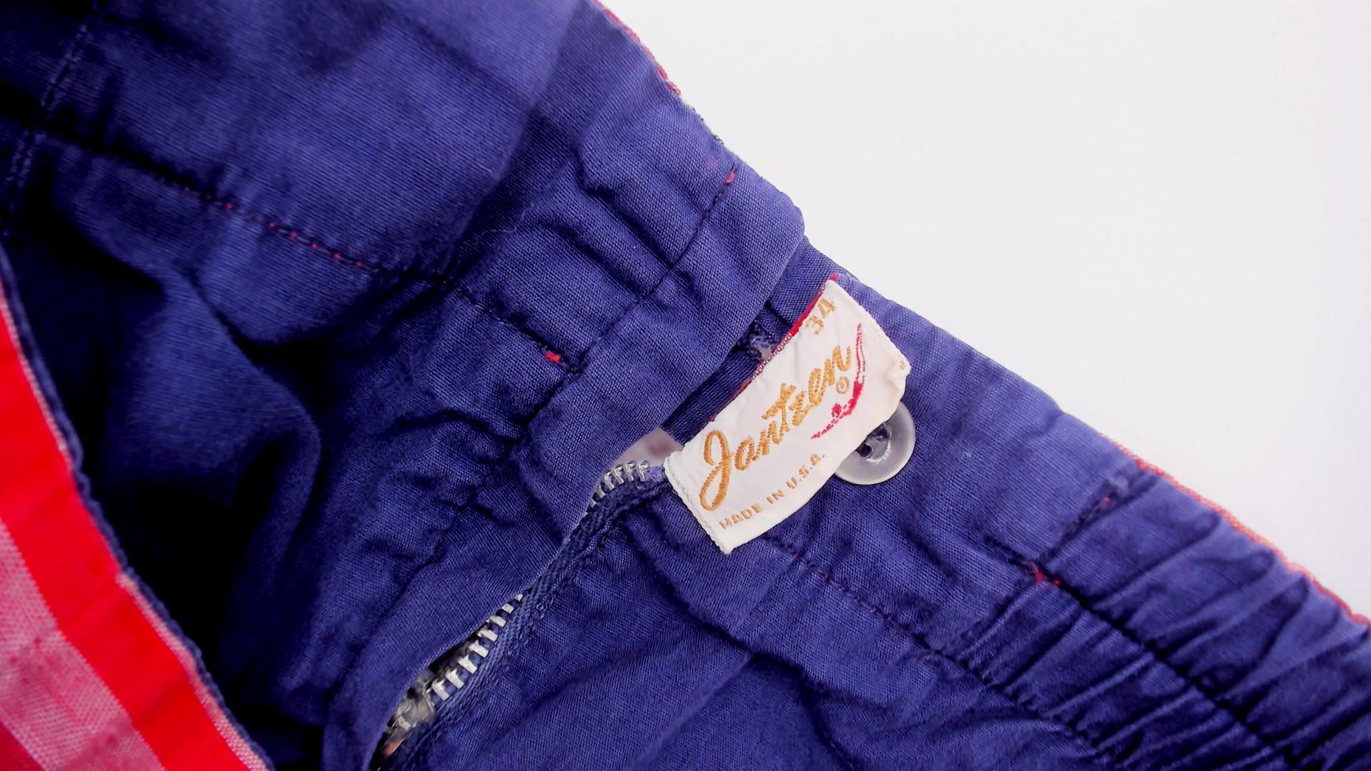 1960s Jantzen Reversible Plaid Shorts Red Navy Cotton Low Rise Medium M