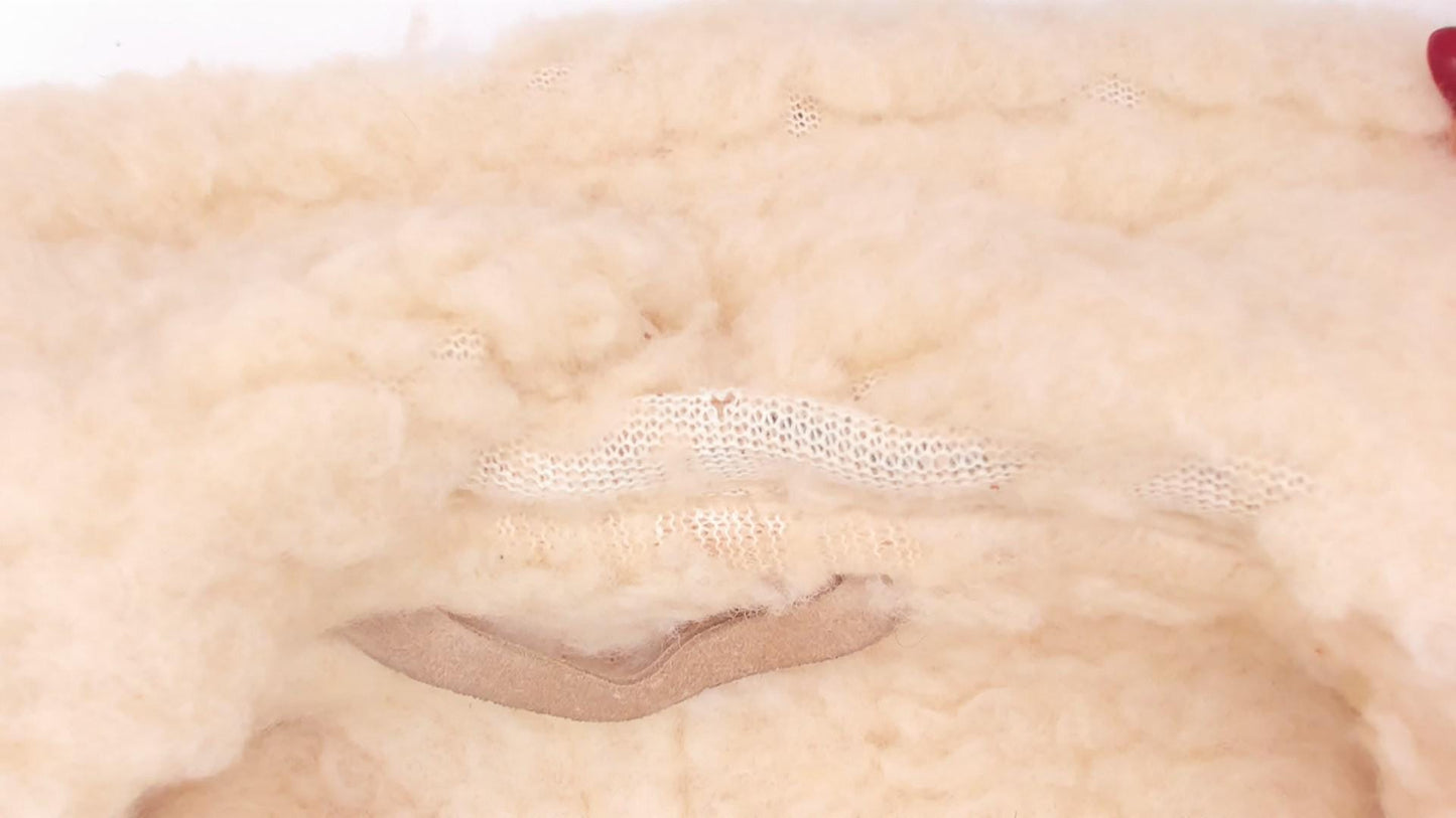 70s Tan Suede Shearling Jacket Wool Lined Cream Sherpa Collar Extra Large XL