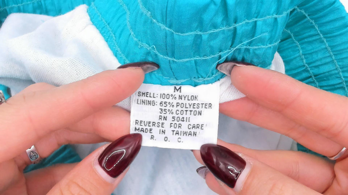 90s PS Sport Teal Tracksuit Set Windbreaker Jacket Jogger Pants Geometric Diamond Print Small