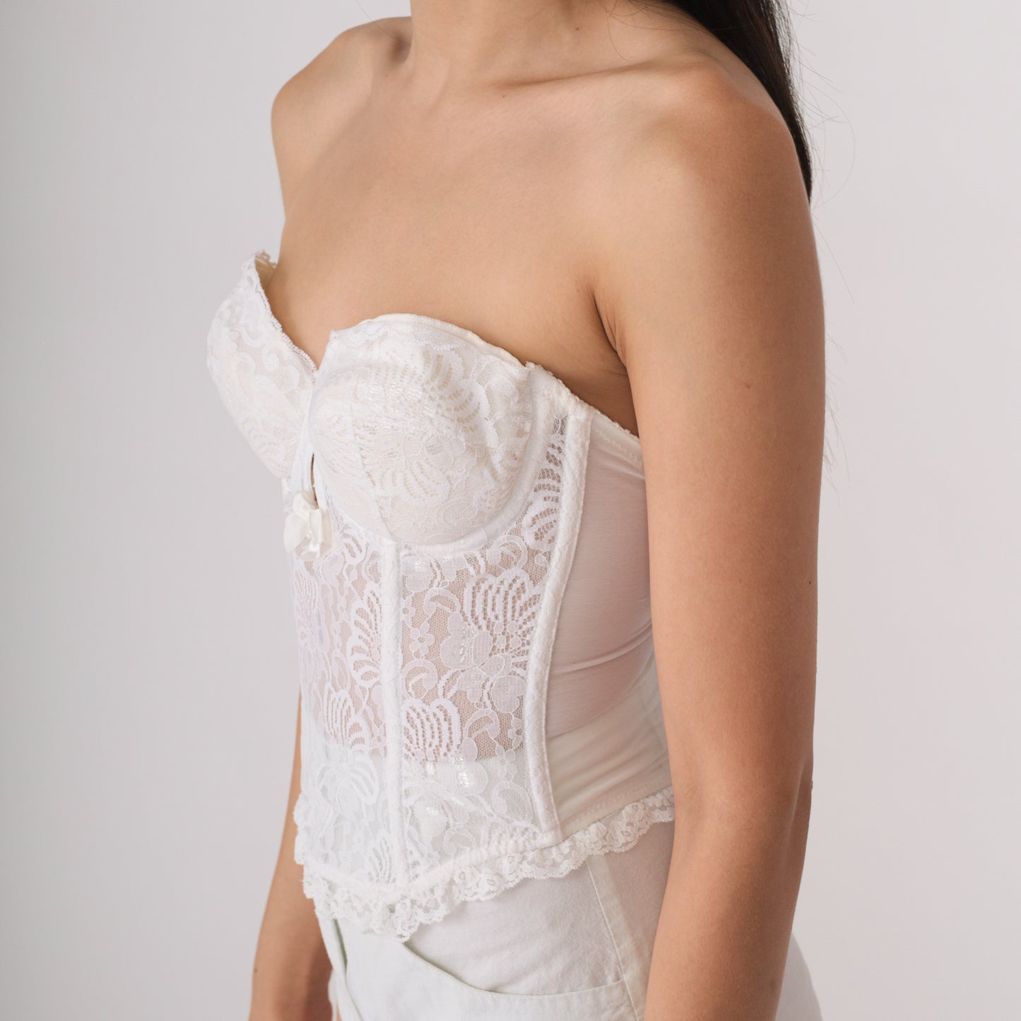 80's White Lace Bustier