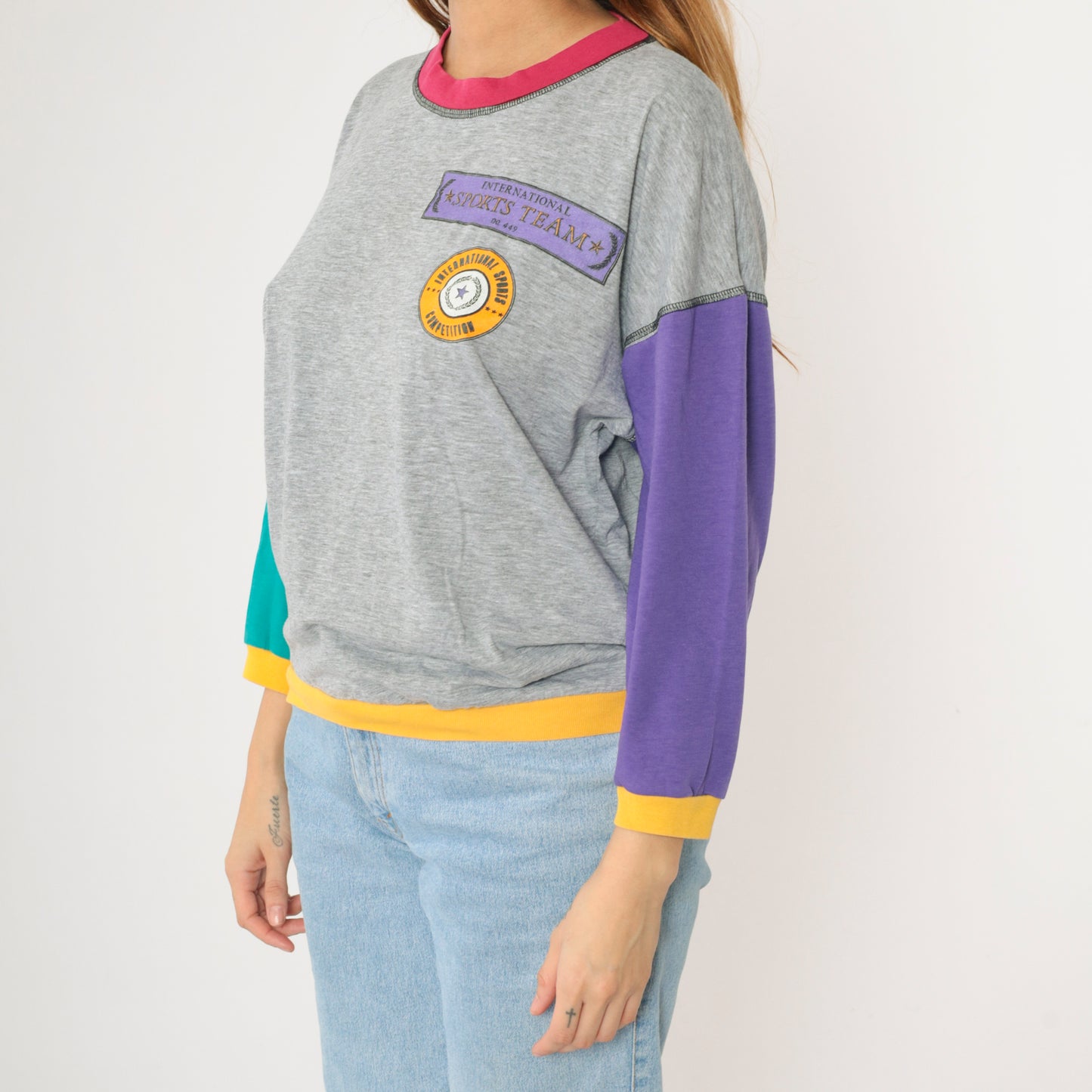 90s International Sports Color Block Shirt M