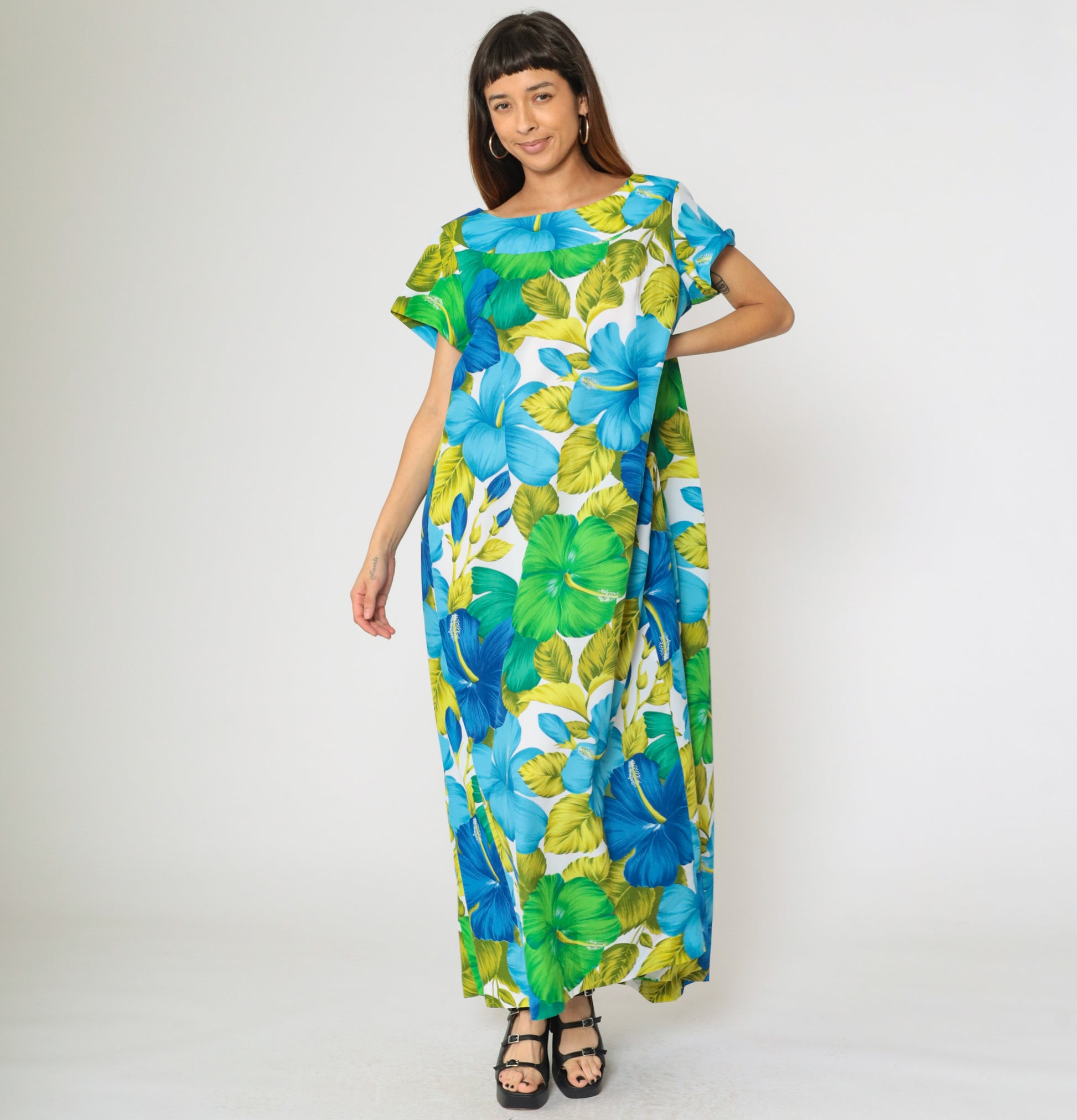 Vintage Tropical Hawaiian Floral Maxi Dress L Shopexile Vintage Tropical Hawaiian Floral Maxi Dress L Shopexile