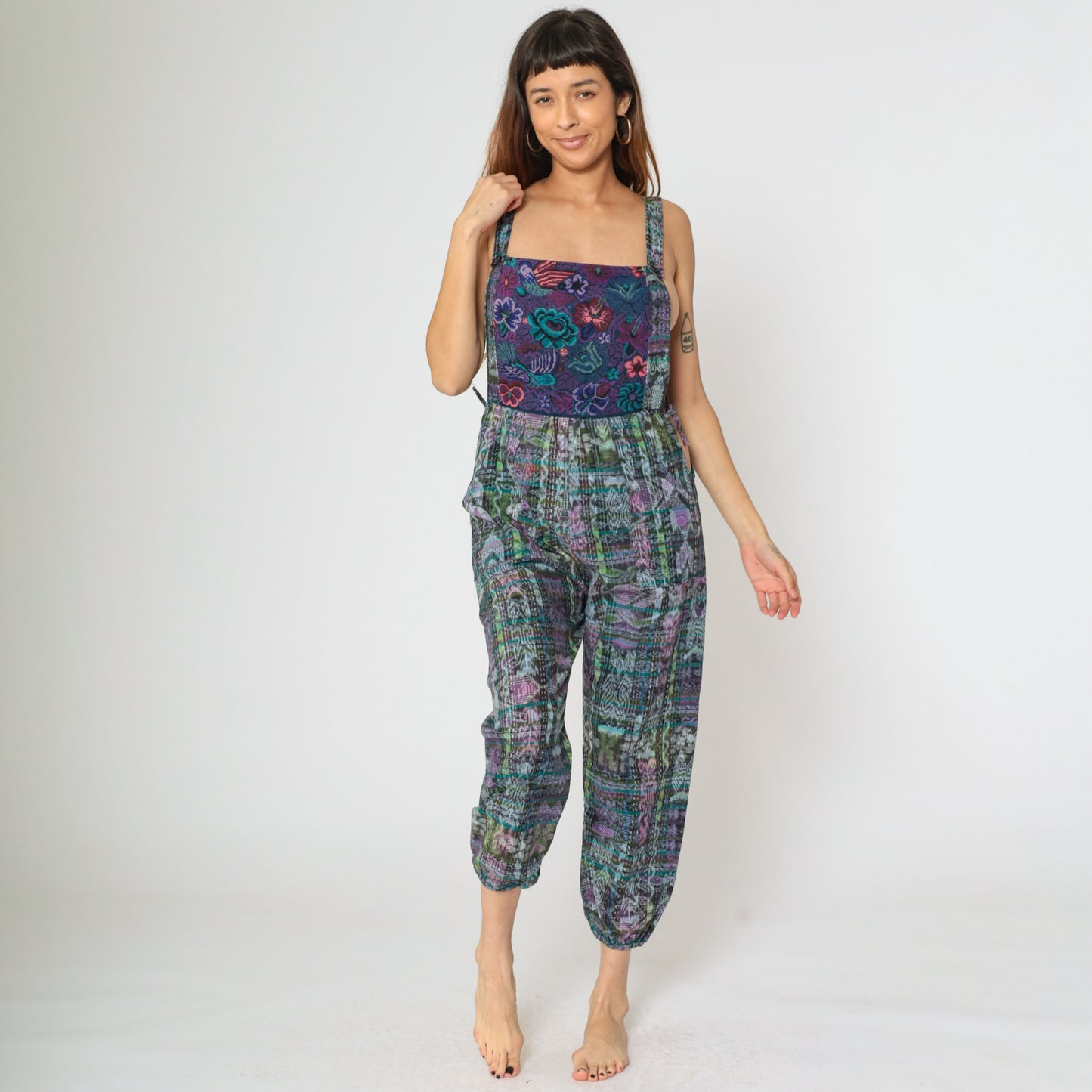 Guatemalan-Inspired Jumpsuit with Floral Bib