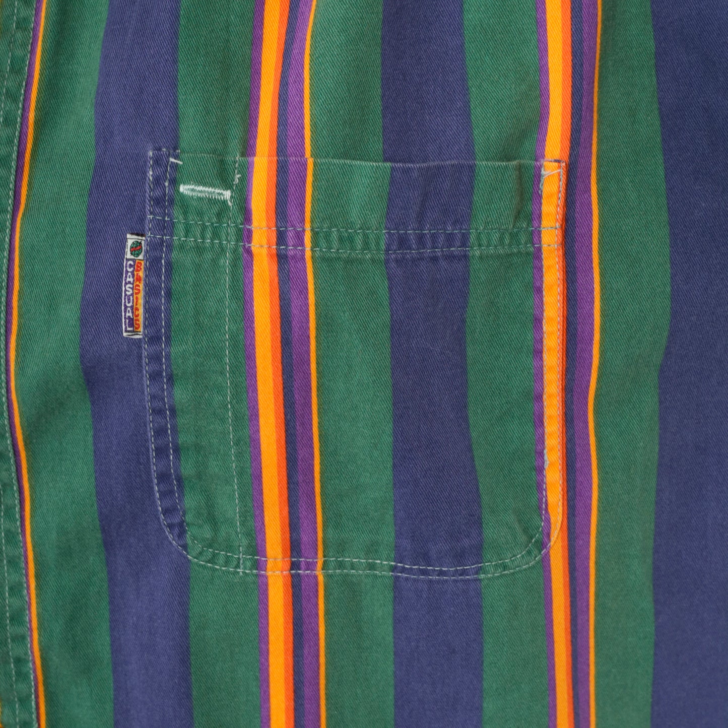 90s Green Striped Button Up Shirt Men's L