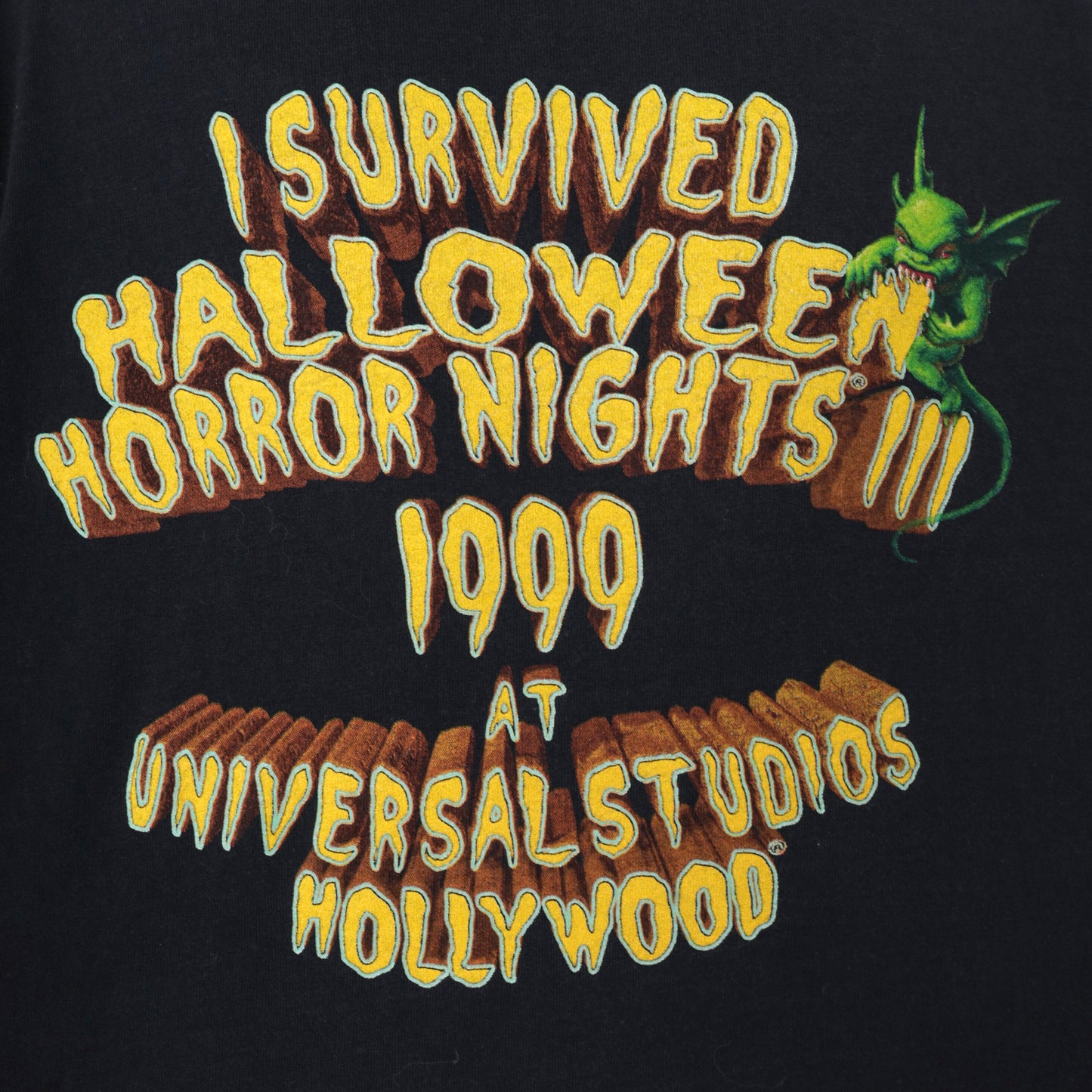 Halloween Horror Nights Tee Universal Studios 90s Graphic Black Mummy Skull Screen Print Cotton Short Sleeve 1999 Theme Park Extra Large XL