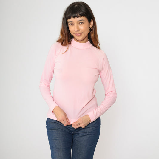 Vintage Mod Pink Mock Neck Top S