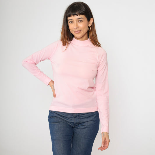 Vintage Mod Pink Mock Neck Top S