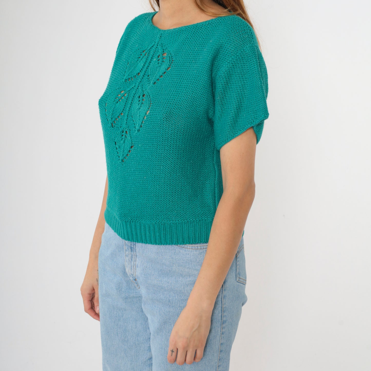 80s Catalina Teal Sweater Top S M