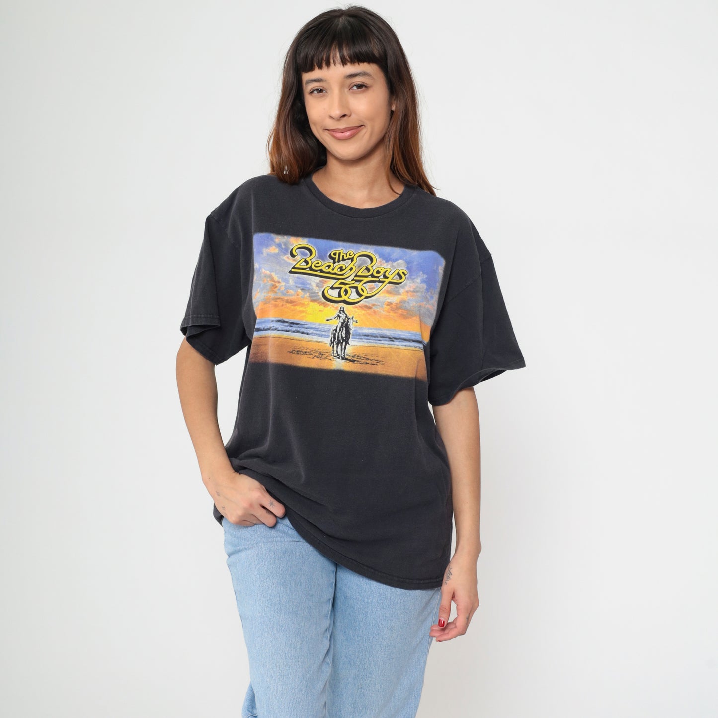 Beach Boys Concert Shirt Y2k  Tour Dates Band Tee Black Cotton Graphic Sunset Horse Vintage Short Sleeve Crew Neck Delta Tag Extra Large XL