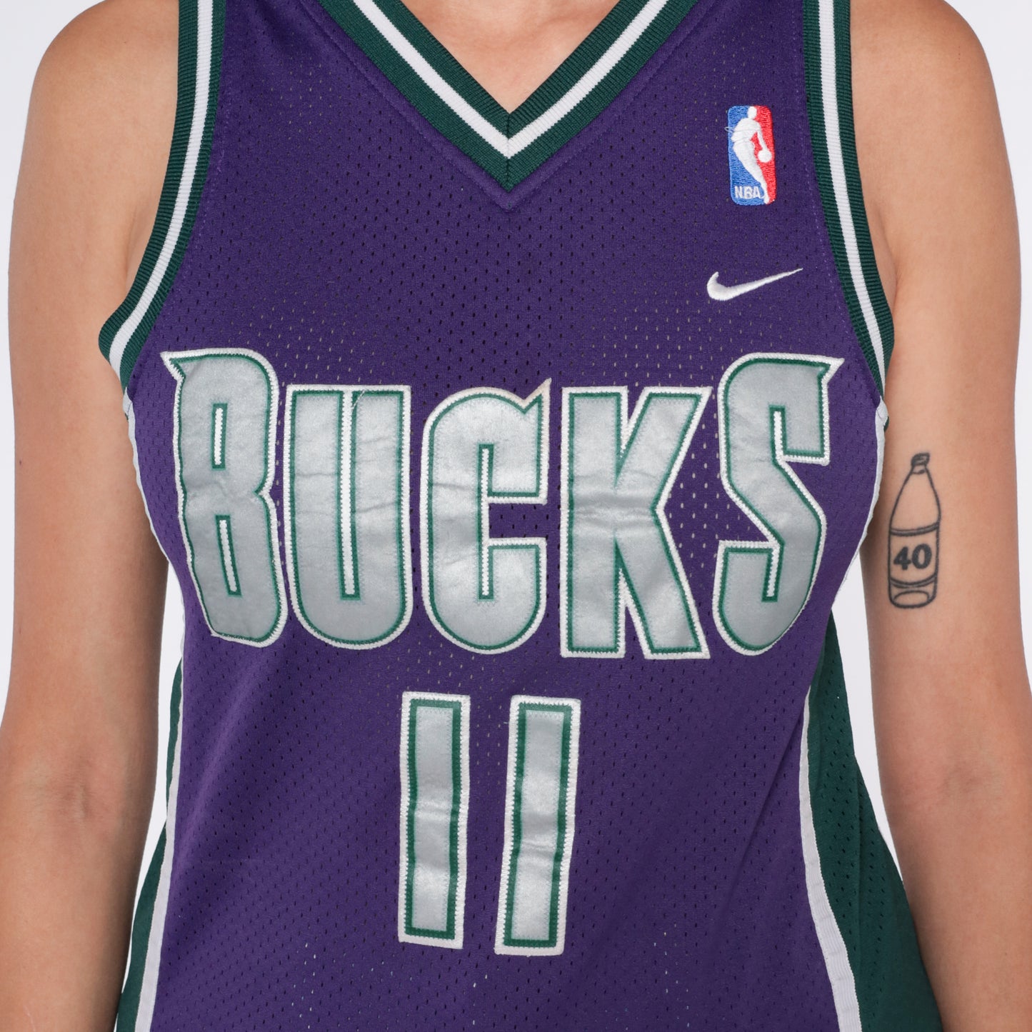 Milwaukee Bucks Jersey Nike Purple Green Basketball NBA Y2K Vintage Number 11 Ford Mesh Athletic Streetwear Top Womens Extra Small XS
