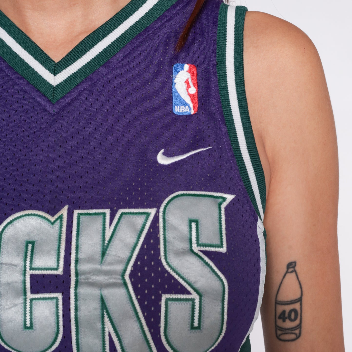 Milwaukee Bucks Jersey Nike Purple Green Basketball NBA Y2K Vintage Number 11 Ford Mesh Athletic Streetwear Top Womens Extra Small XS